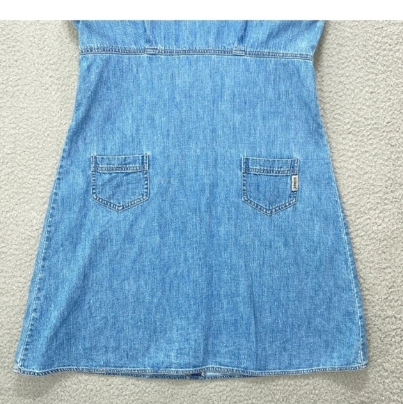 Vintage Guess women's denim sleeveless dress size 3 front pockets - Picture 13 of 16